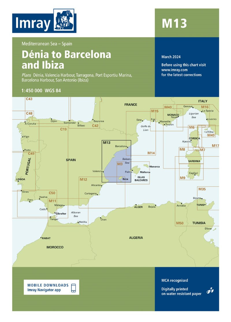 M13 Dénia to Barcelona and Ibiza Nautical Charts