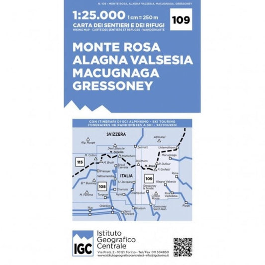 IGC 25k Map 109 - Monte Rosa, Alagna Valsesia, Macugnaga, Gressoney