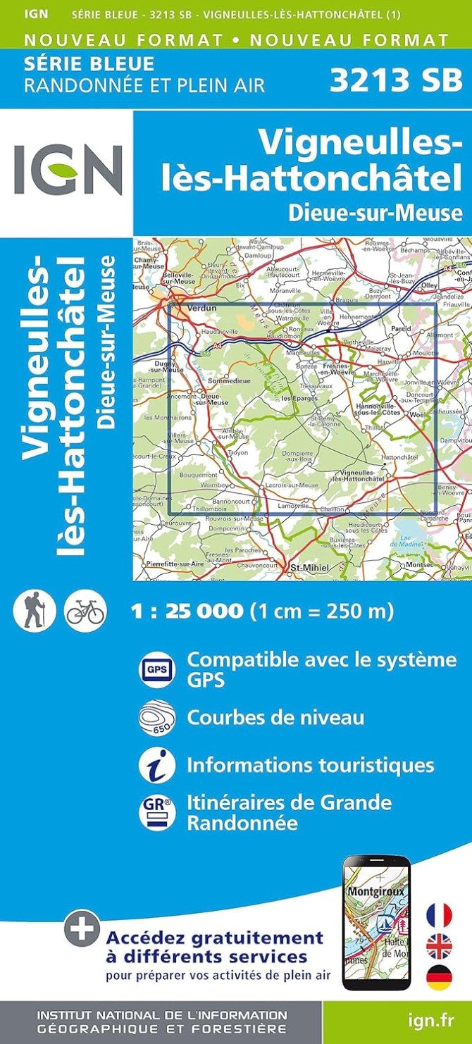 France 1:25,000 topo #3213E Vigneulies-les-HattonchGtel