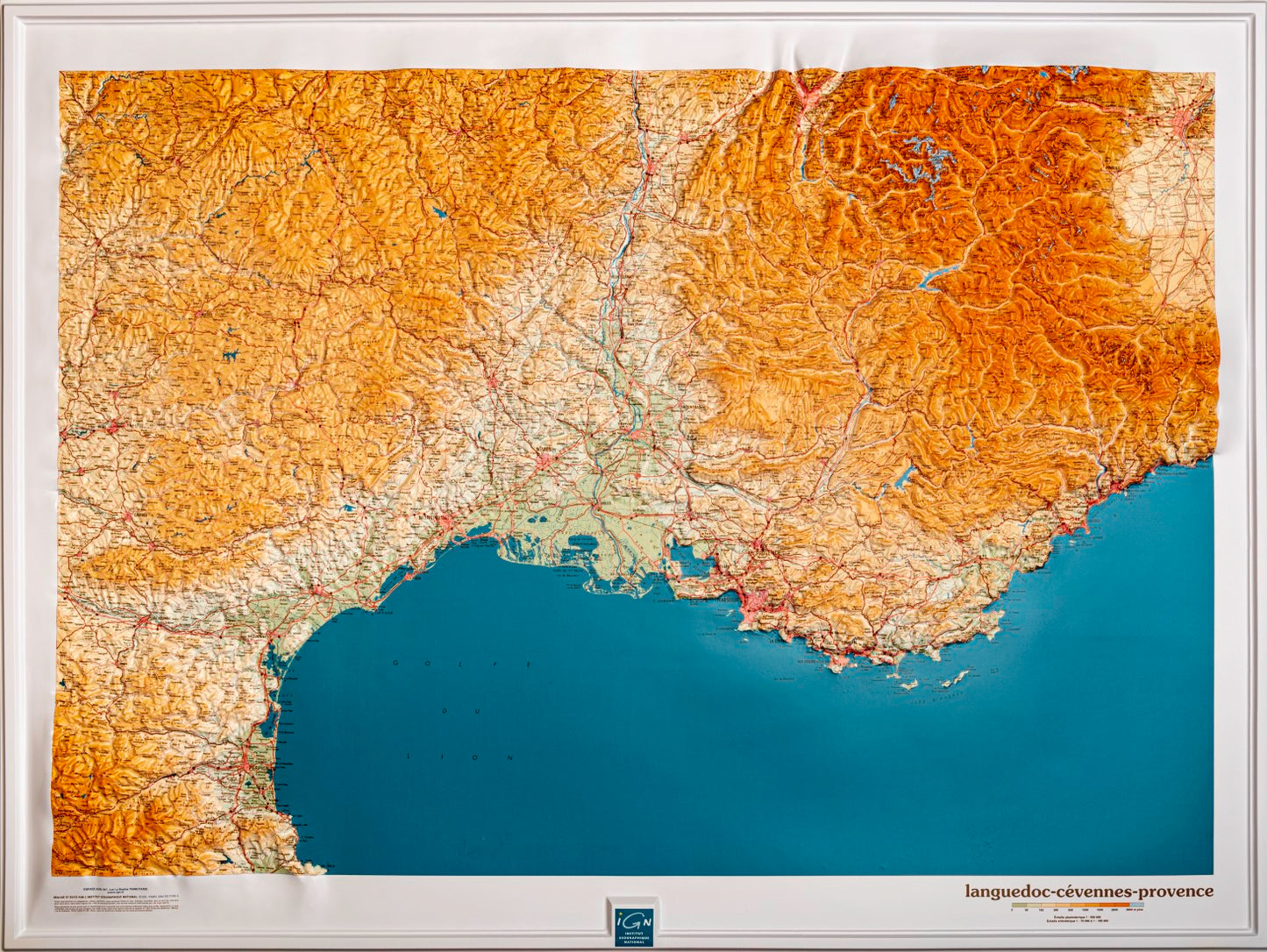 Languedoc - Cévennes - Provence raised relief map