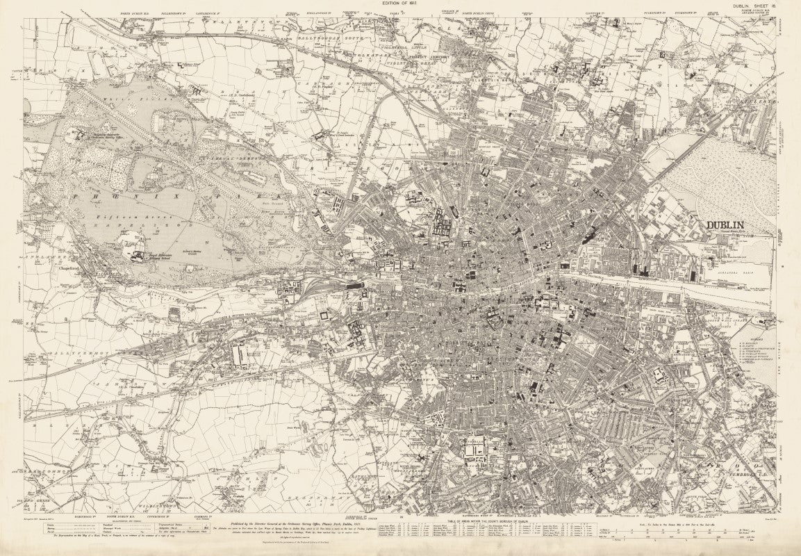 Ordnance Survey Six-Inch: 1837 Dublin, Ireland, Sheet 18 (Revised 1907-1908)