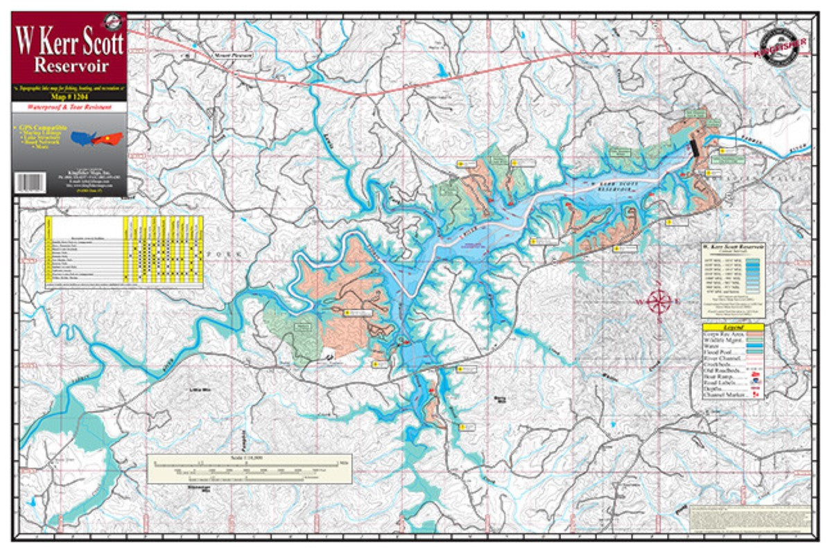 W Kerr Scott Lake, NC Fishing Map