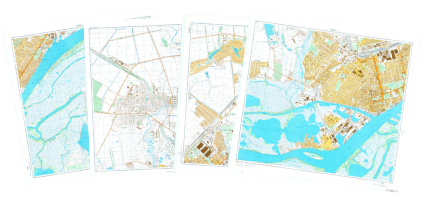 Kherson (Ukraine) 4-Sheet Map Set - Soviet Military City Plans
