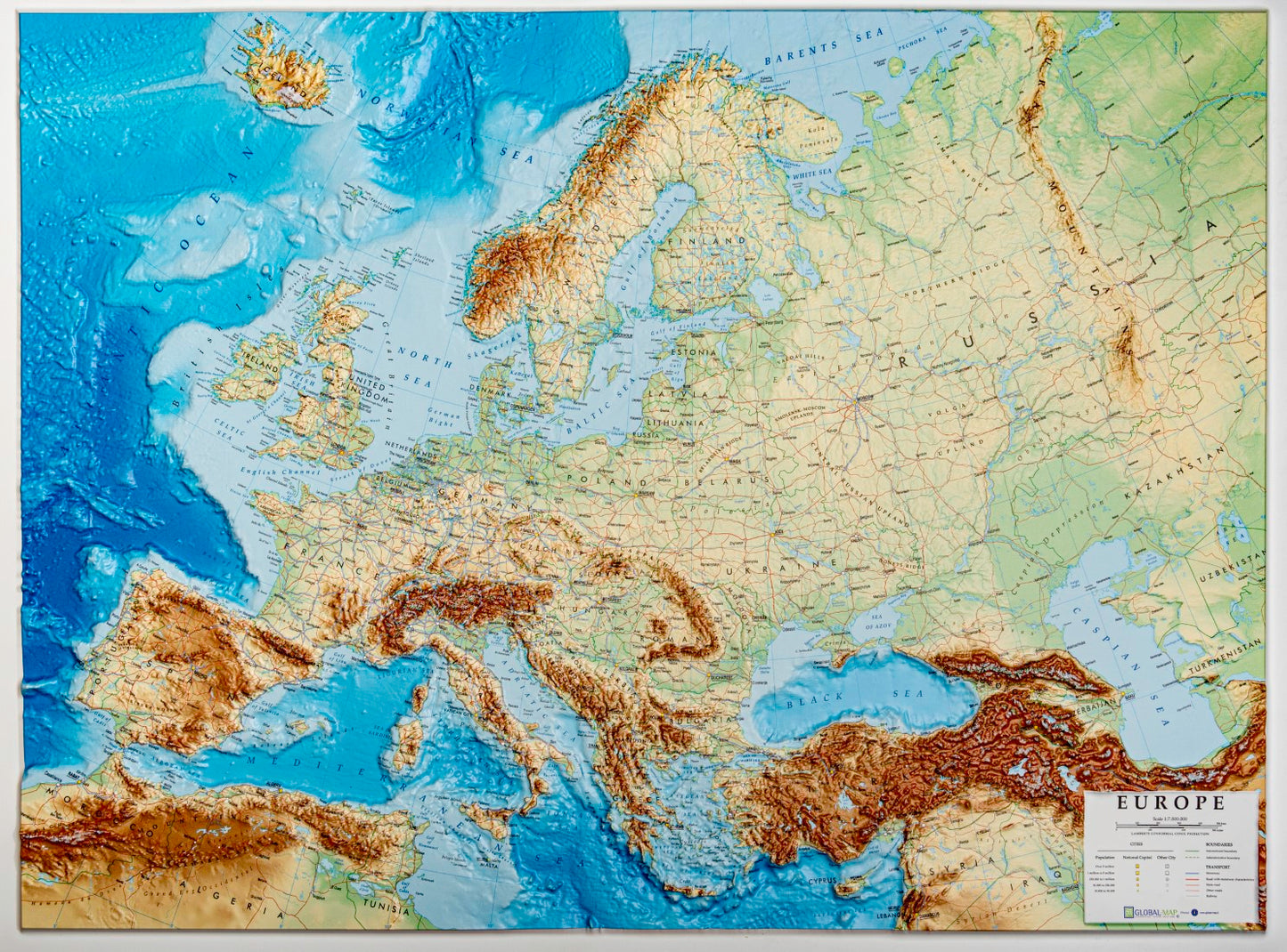 EUROPE 1: 7,000,000 RELIEF MAP