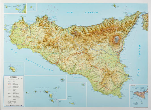 Sicily Raised Relief Map