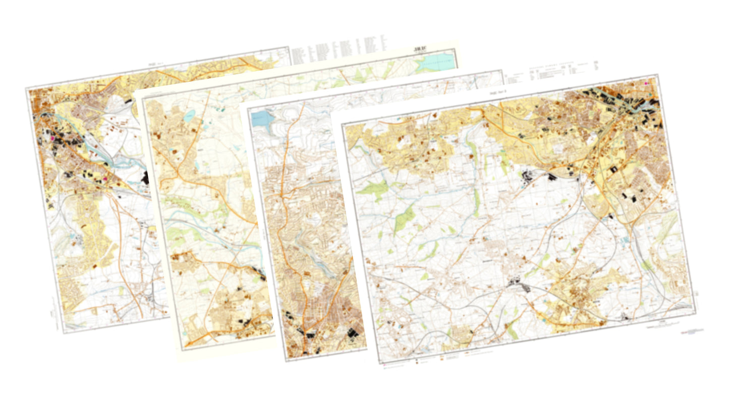 Leeds (UK) 4-Sheet Map Set - Soviet Military City Plans