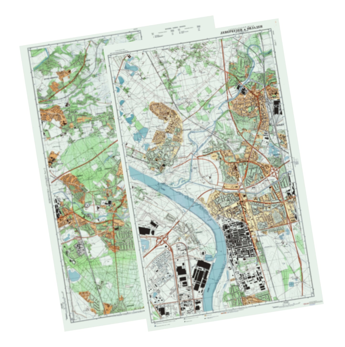 Leverkusen, Opladen (Germany) 2-Sheet Set - Soviet Military City Plans