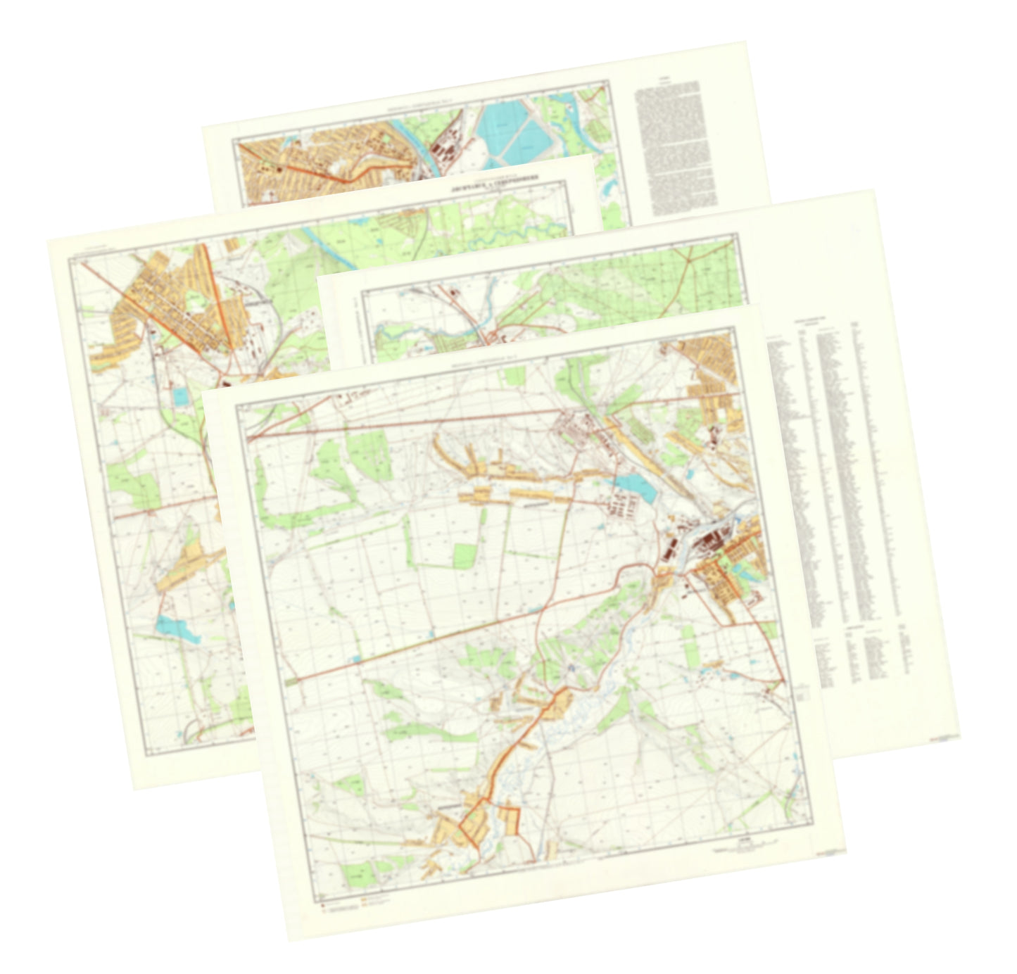 Lisichansk, Severodonetsk (Ukraine) 4-Sheet Map Set - Soviet Military City Plans