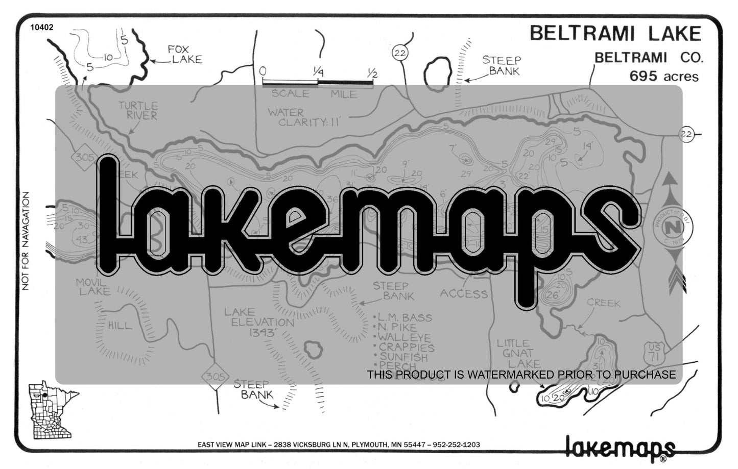 Beltrami County, MN - BELTRAMI - Lakemap - 10402