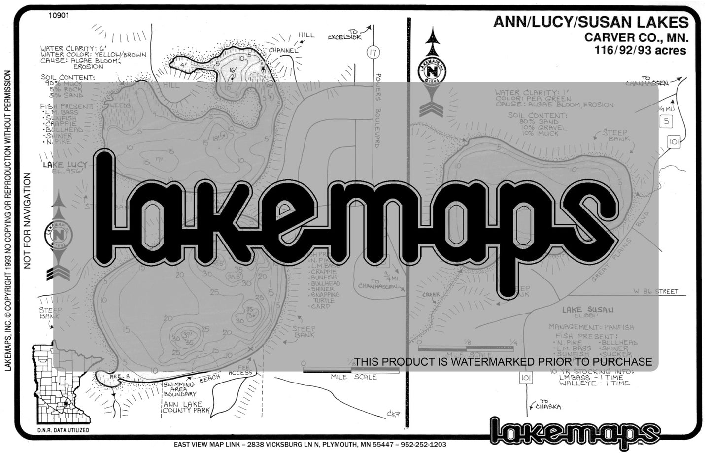 Carver County, MN - ANN / Lucy / Susan - Lakemap - 10901
