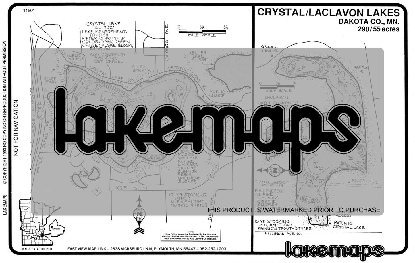 Dakota County, MN - CRYSTAL / Lac Lavon - Lakemap - 11501