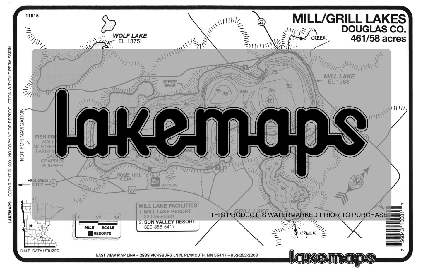 Douglas County, MN - MILL / Grill - Lakemap - 11615