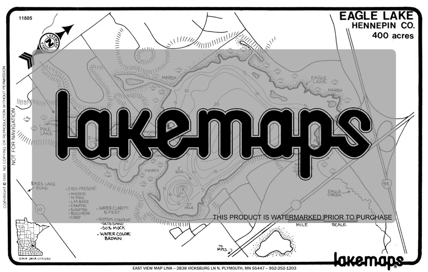 Hennepin County, MN - EAGLE / Pike - Lakemap - 11805