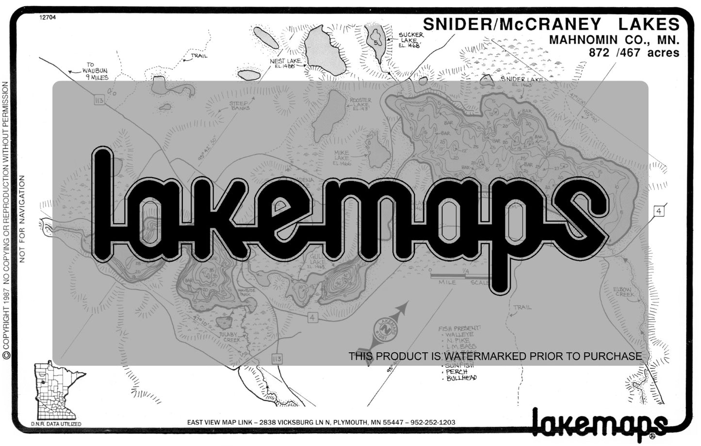 Mahnomen County, MN - McCRANEY / Snider - Lakemap - 12704