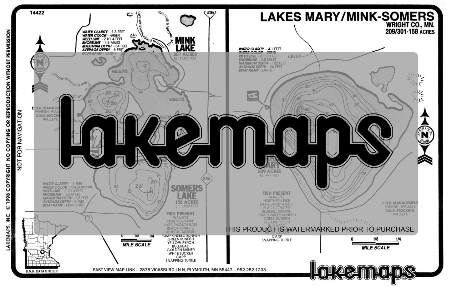 Wright County, MN - MARY / Mink / Sommers - Lakemap - 14422