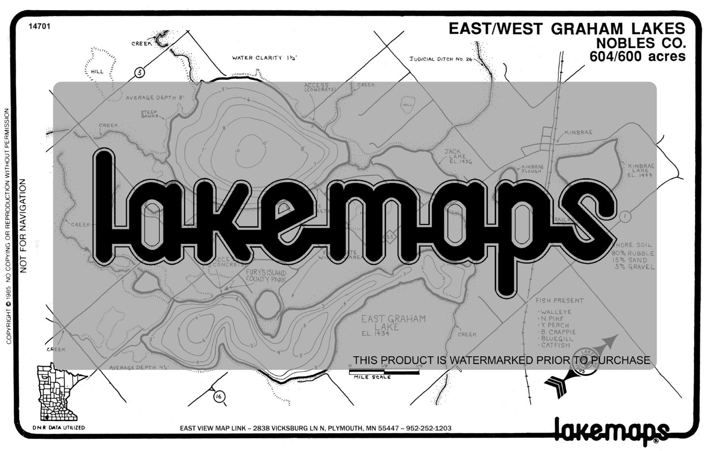 Nobles County, MN - GRAHAM - East & West - Lakemap - 14701