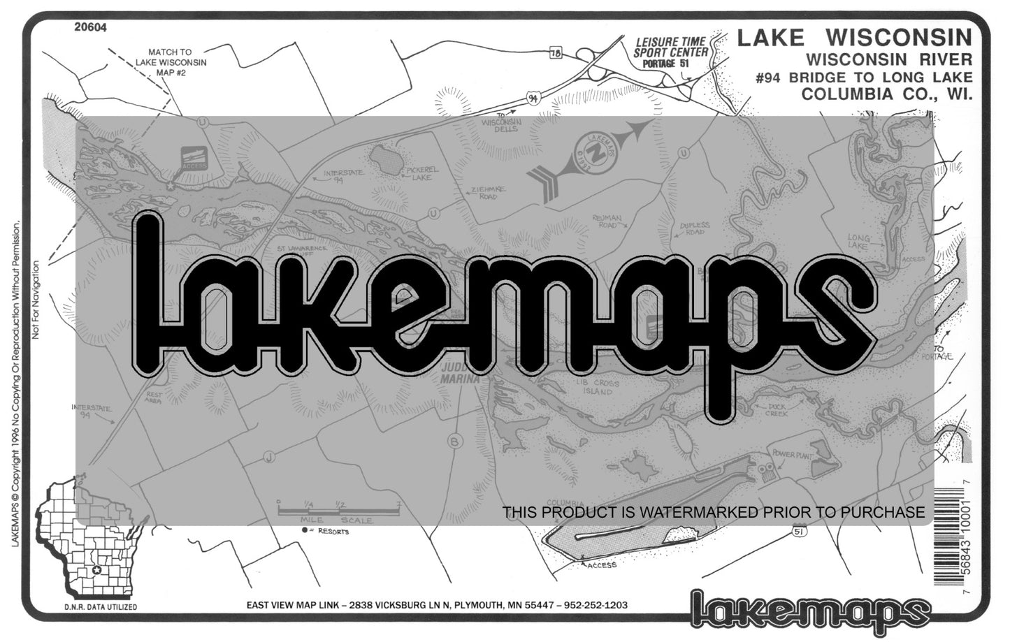 Columbia County, WI - Lake Wisconsin - Map #3 -Bob’s Landing to Portage - Lakemap - 20604