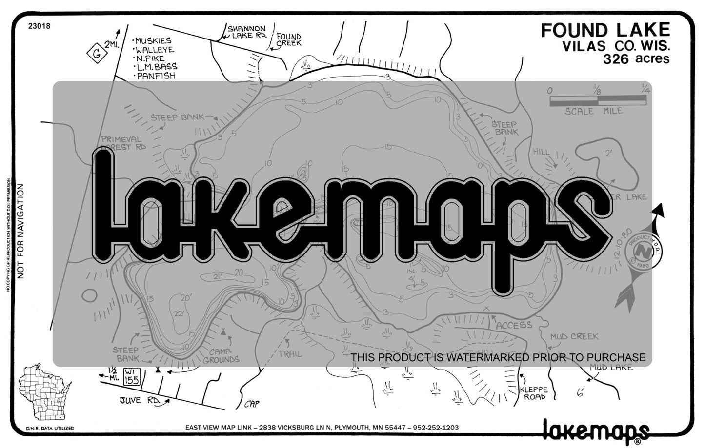 Vilas County, WI - FOUND - Lakemap - 23018