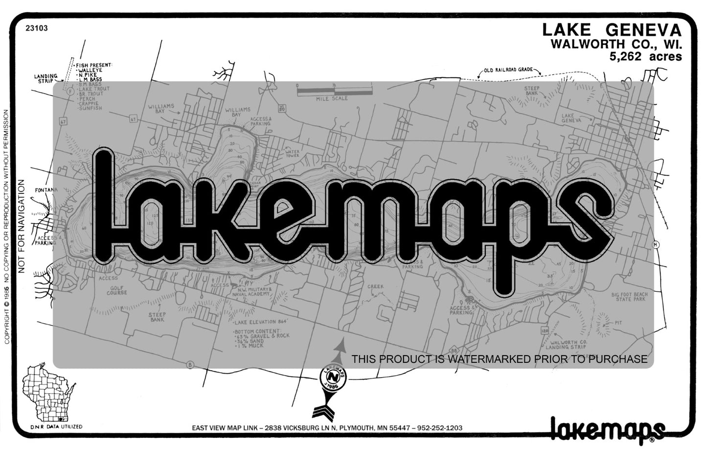 Walworth County, WI - -GENEVA -Gen. Guide - Lakemap - 23103