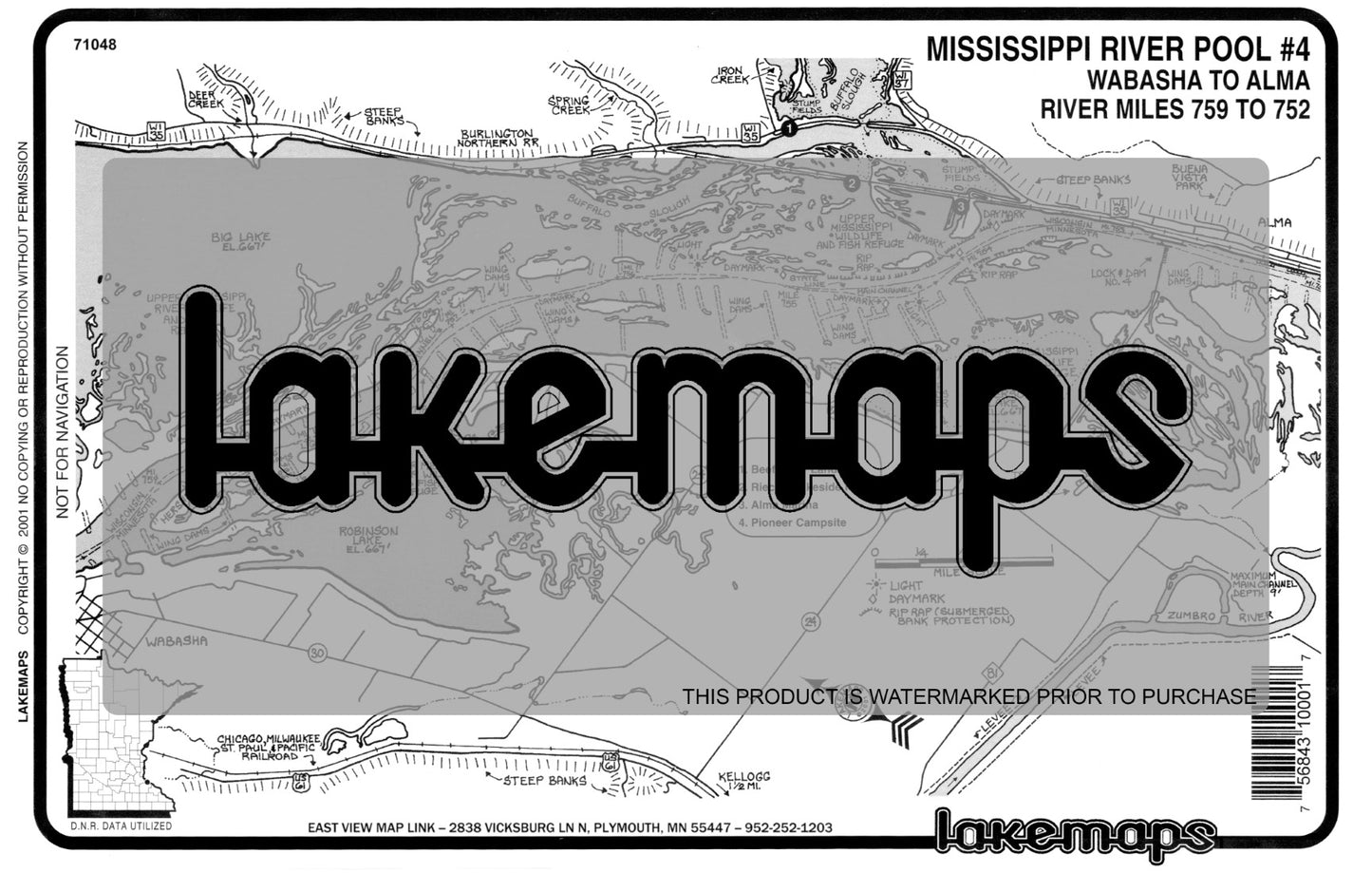 Mississippi River - Mississippi River Pool 4 - ALMA NO. Mile 759-752 - Wabasha - Lakemap - 71048
