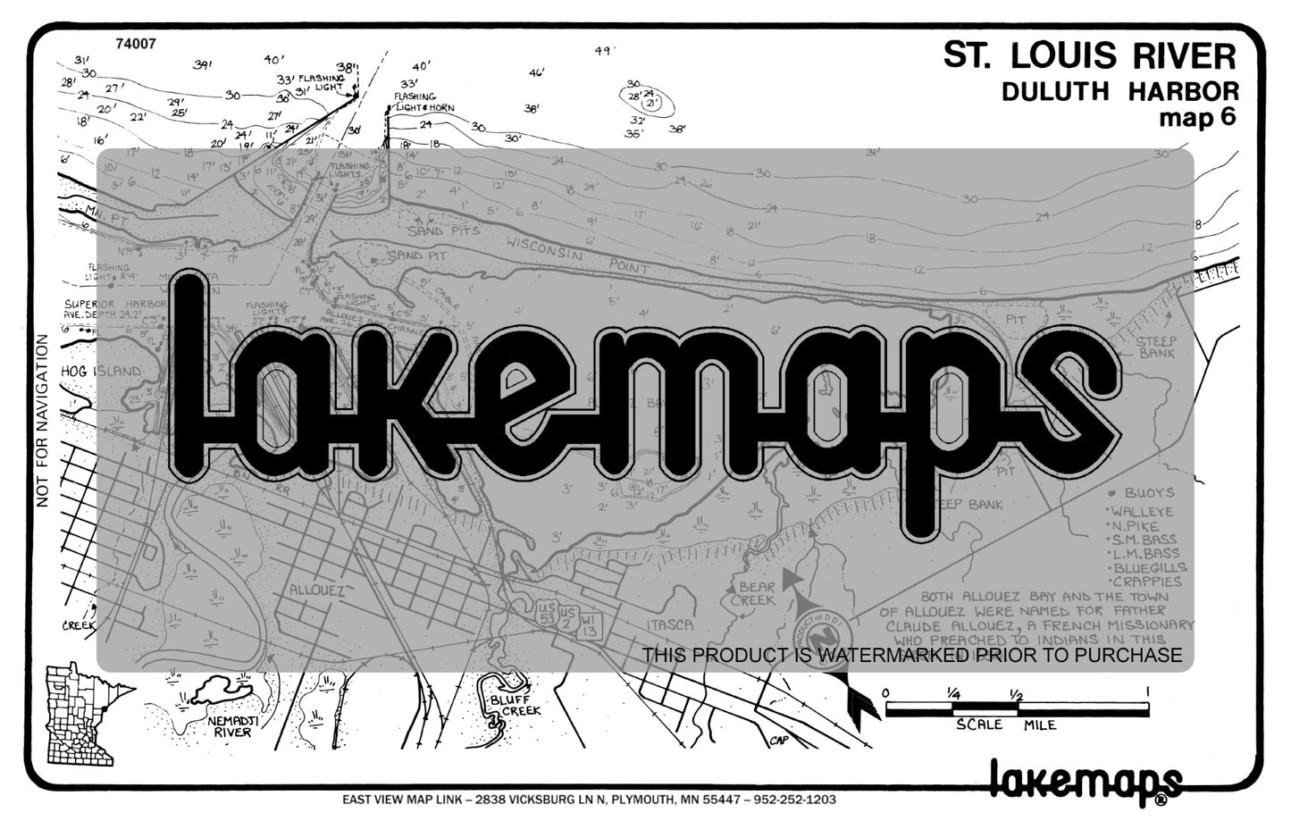 St. Louis River - Duluth Superior Harbor - Alloquez Bay, Wi. - Lakemap - 74007