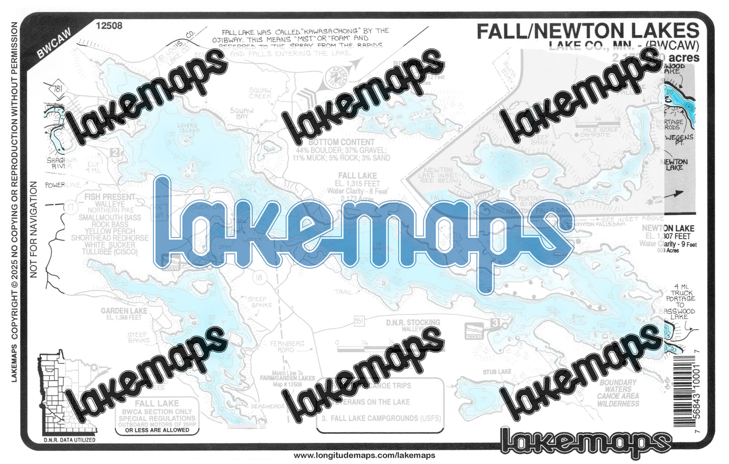 Lake County, MN - FALL / Newton (BWCA) - Lakemap - 12508