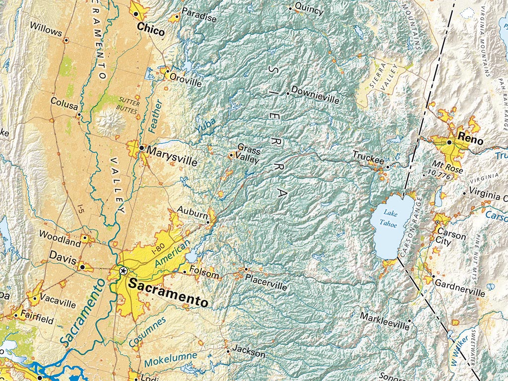 Land Cover of California & The Great Basin Fine Art Print Map