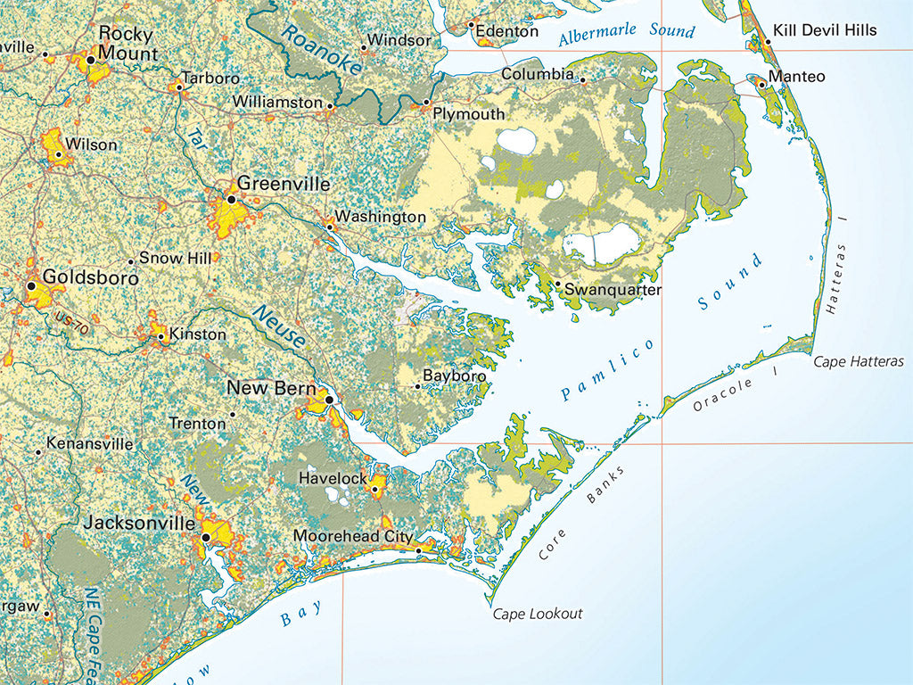 Land Cover of the Mid-Atlantic Coast Fine Art Print Map