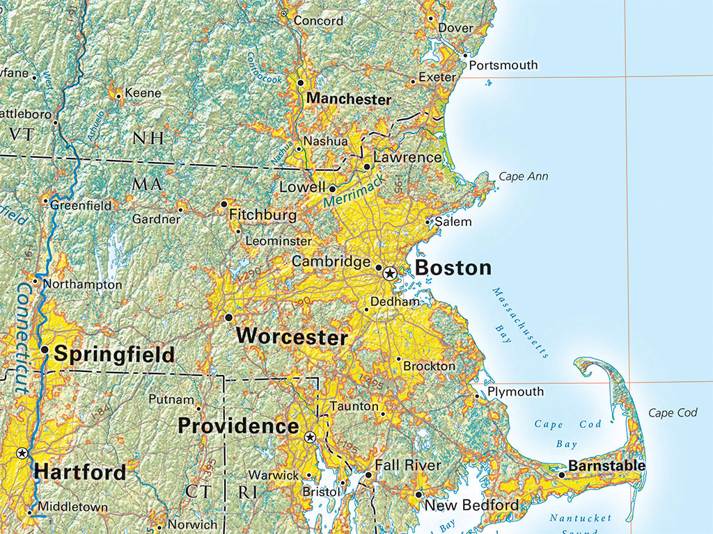Land Cover of the North Atlantic Coast Fine Art Print Map