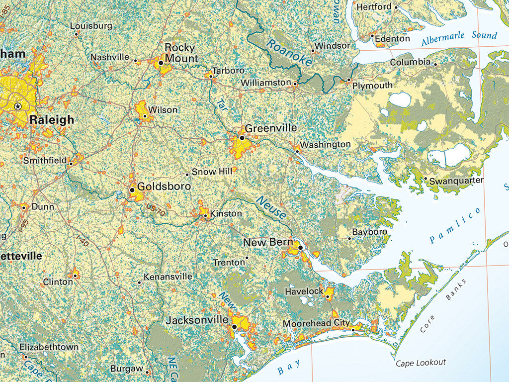 Land Cover of the South Atlantic States Fine Art Print Map