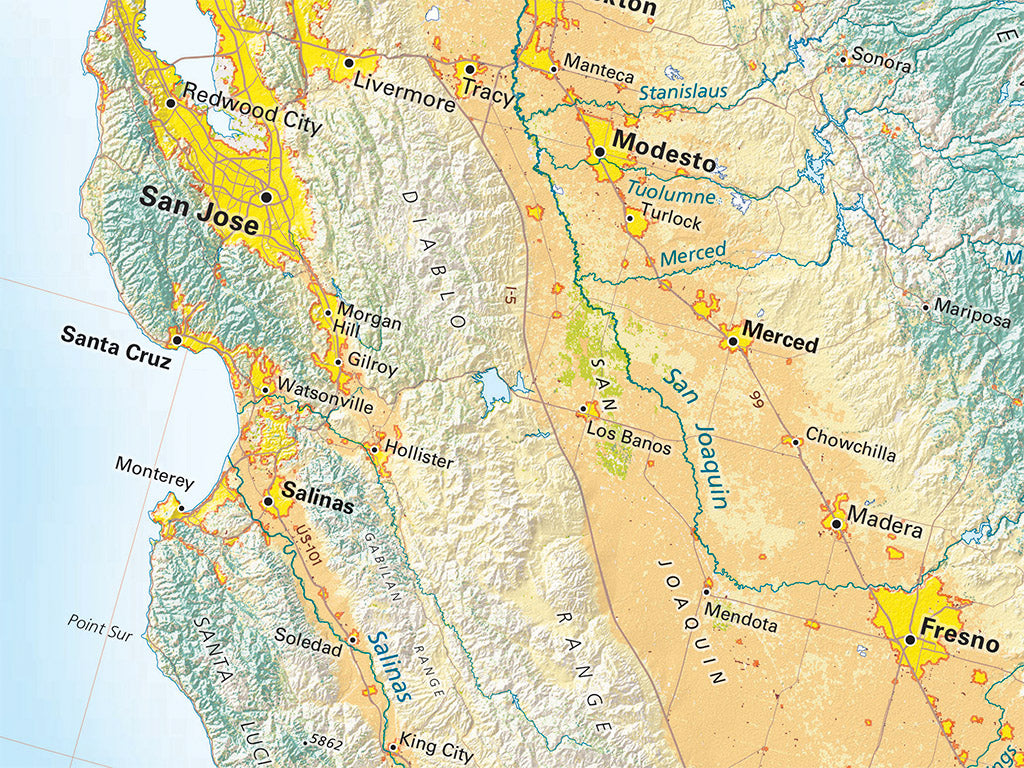 Land Cover of the West Coast Fine Art Print Map