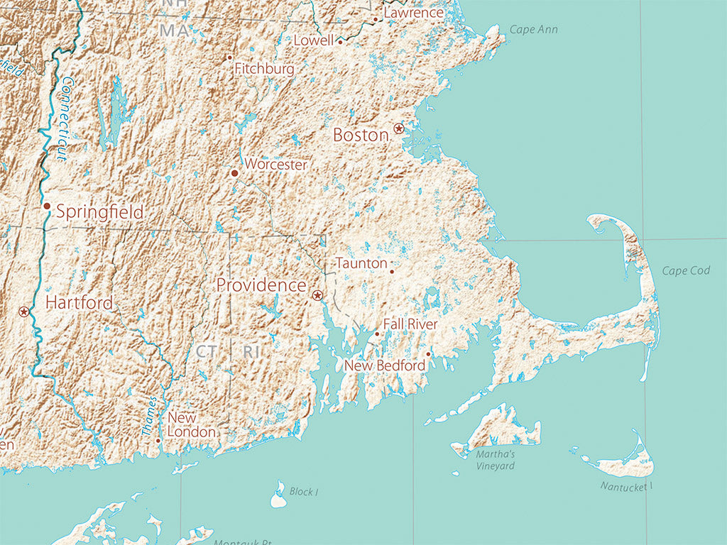 Landforms of the North Atlantic Coast Fine Art Print Map