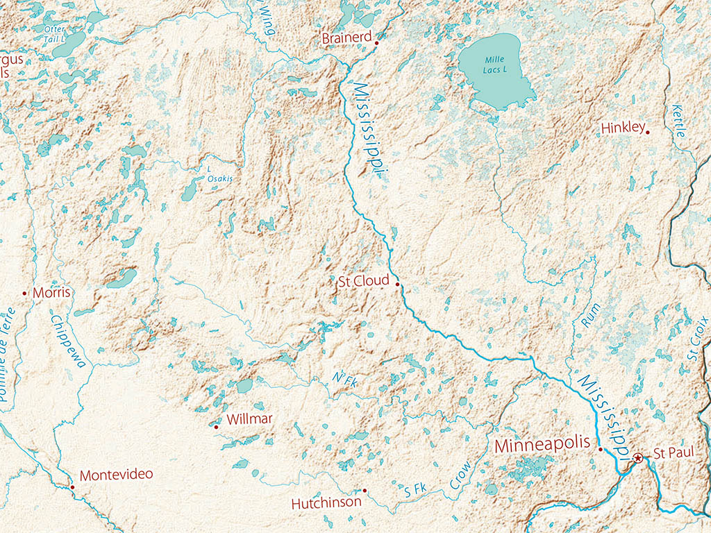 Landforms of the Northern Plains Fine Art Print Map