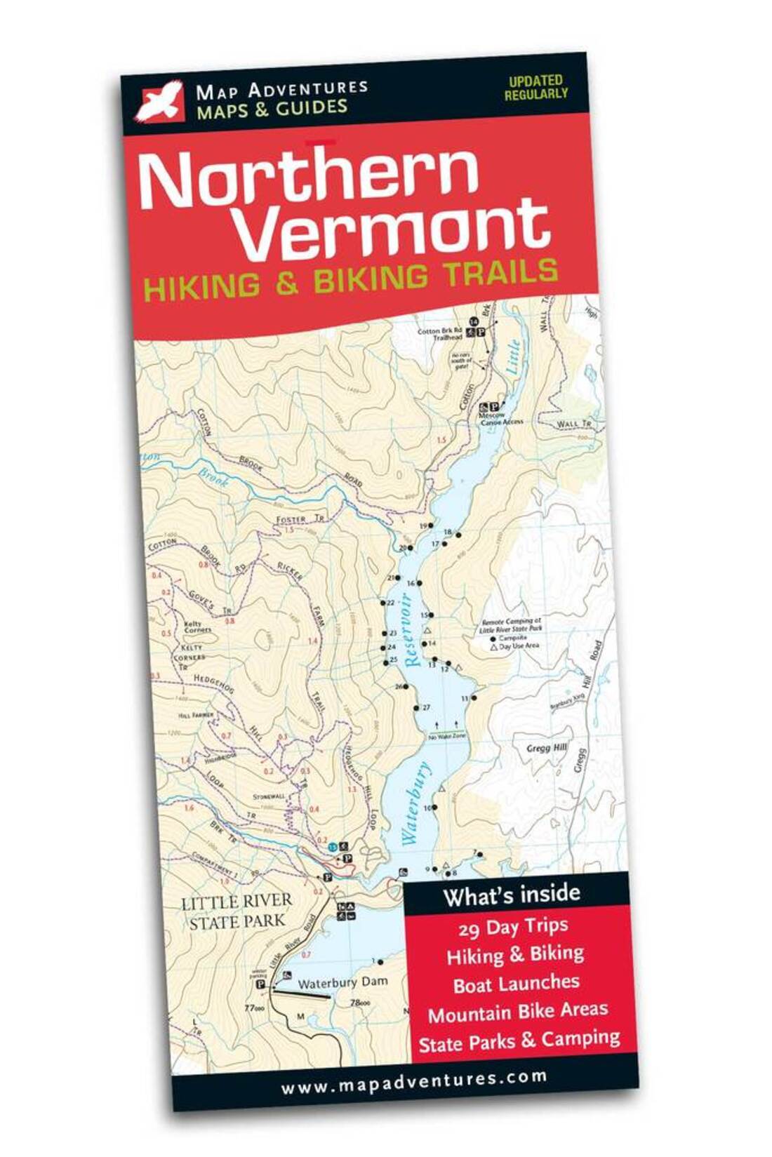 Northern Vermont Hiking Trails Waterproof Topographic Map and Guide