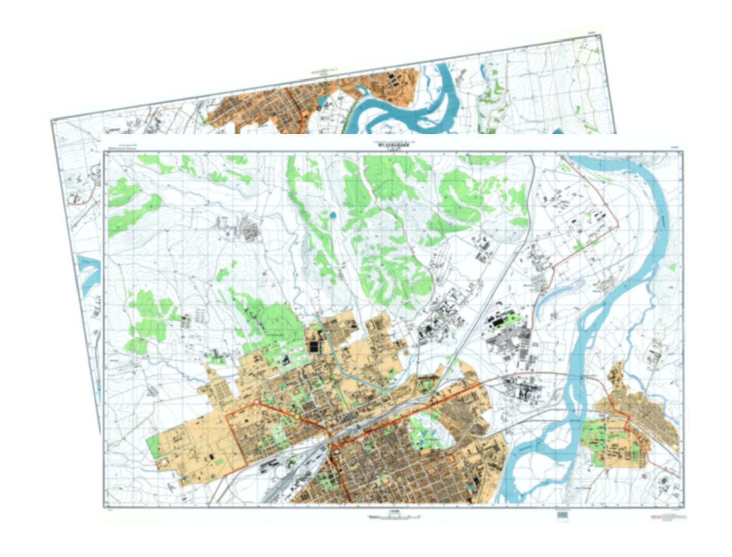 Mudanjiang (China) 2-Sheet Set - Soviet Military City Plans