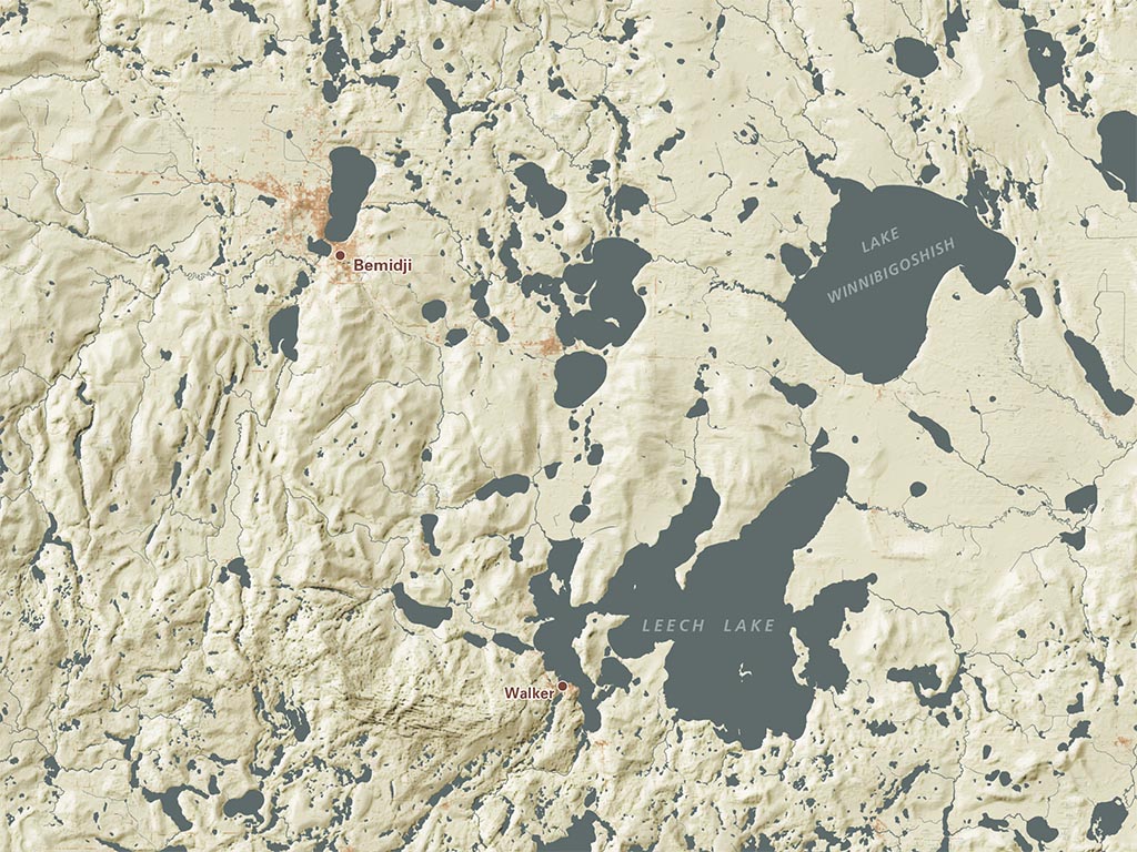 Minnesota Landforms and Rivers Fine Art Print Map