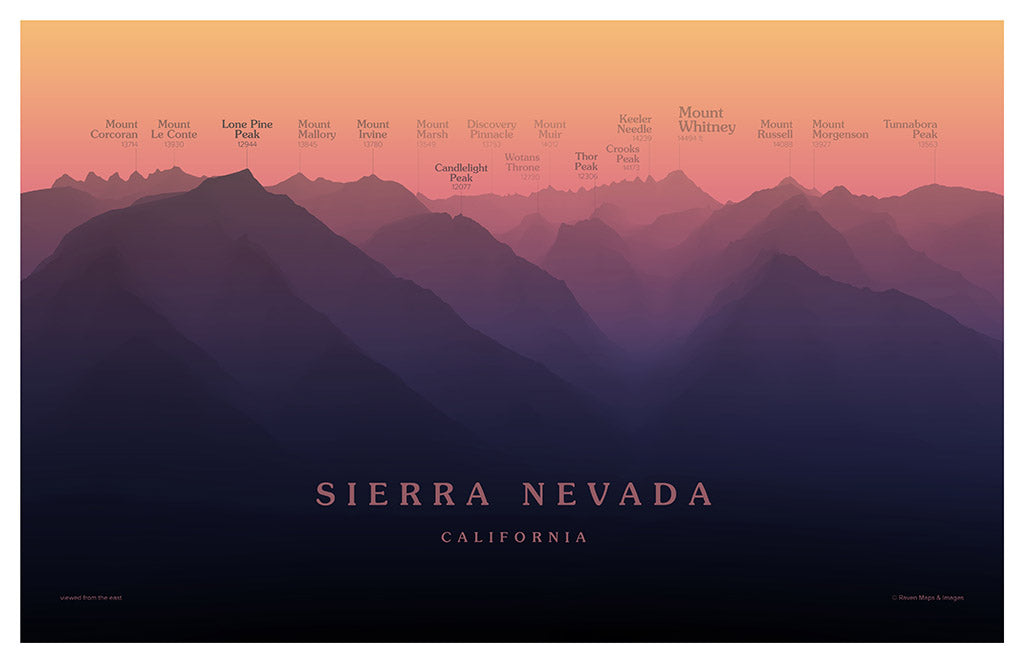 Mount Whitney Peakscapes Elevation Panorama