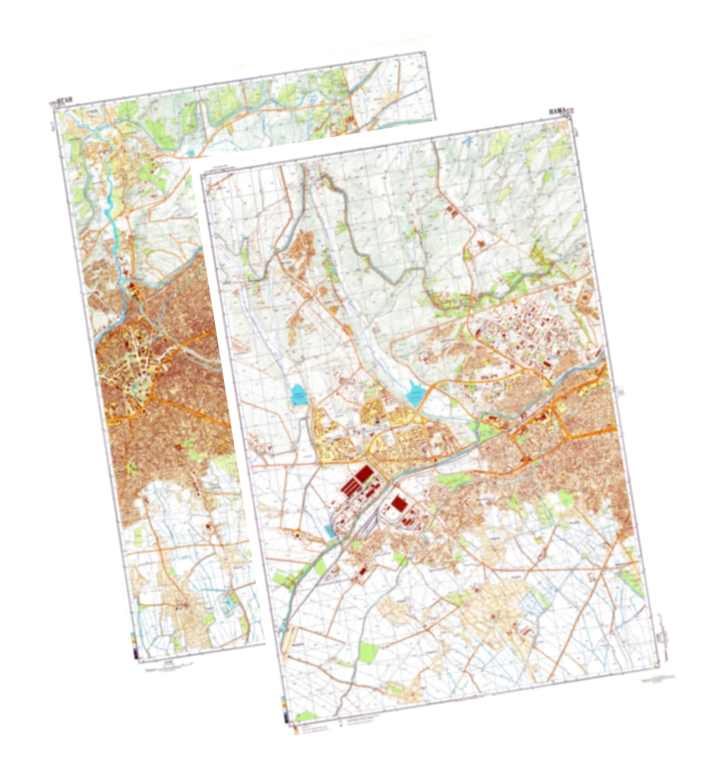 Namangan (Uzbekistan) 2-Sheet Set - Soviet Military City Plans