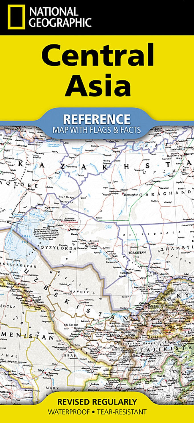 Central Asia Map (folded with flags and facts)
