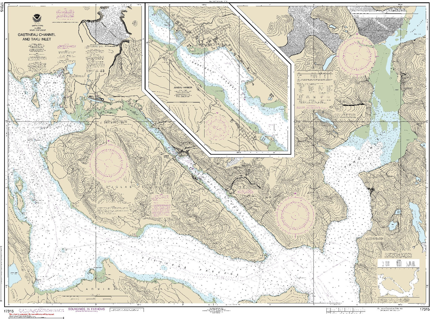 Gastineau Channel and Taku Inlet (17315) by NOAA