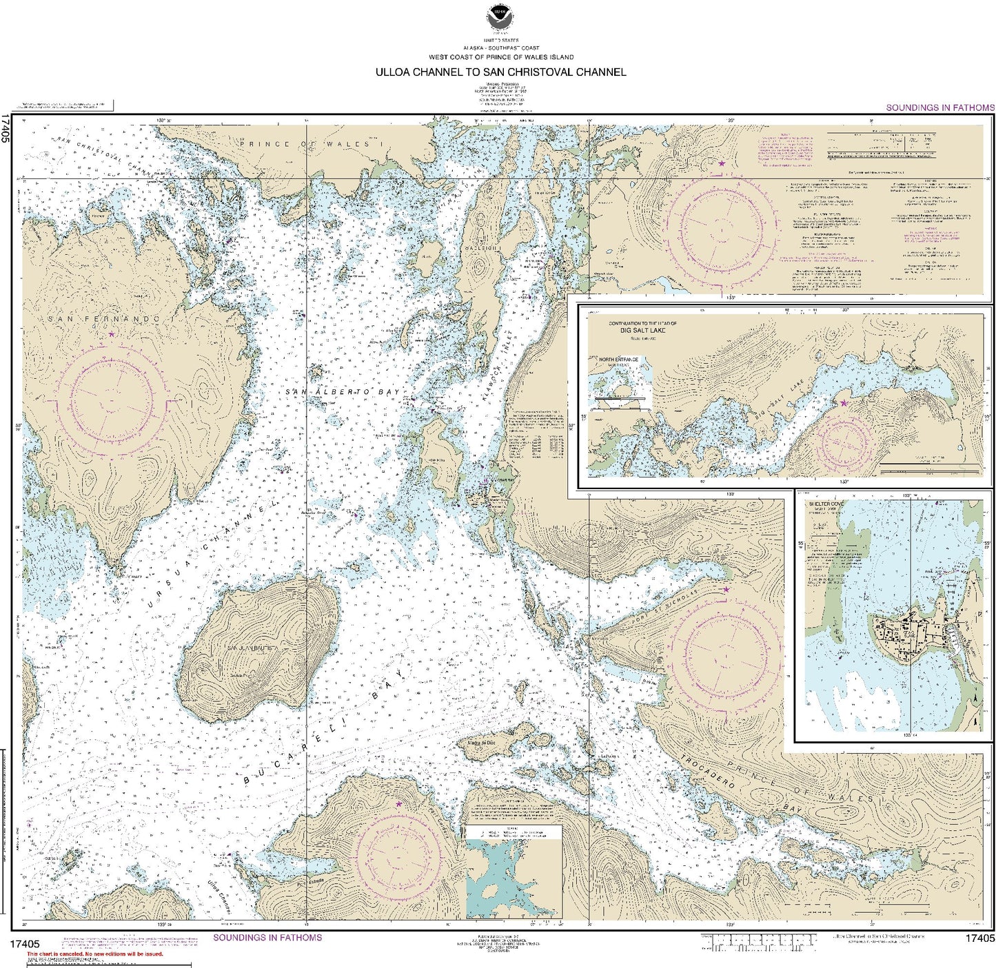 Ulloa Channel to San Christoval Channel with Continuation to The Head of Big Salt Lake (17405) by NOAA