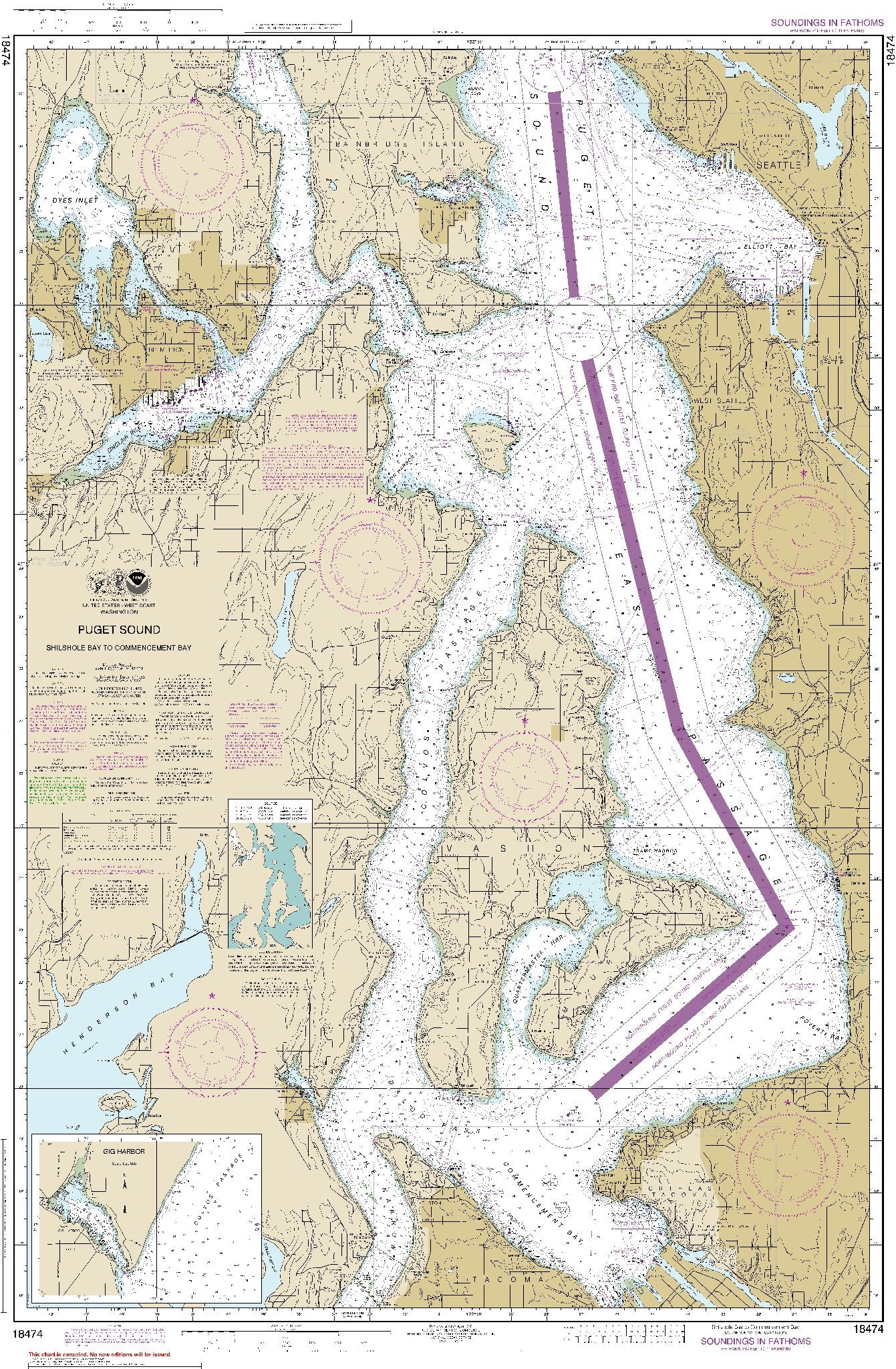 Shilshole Bay to Commencement Bay (18474) by NOAA