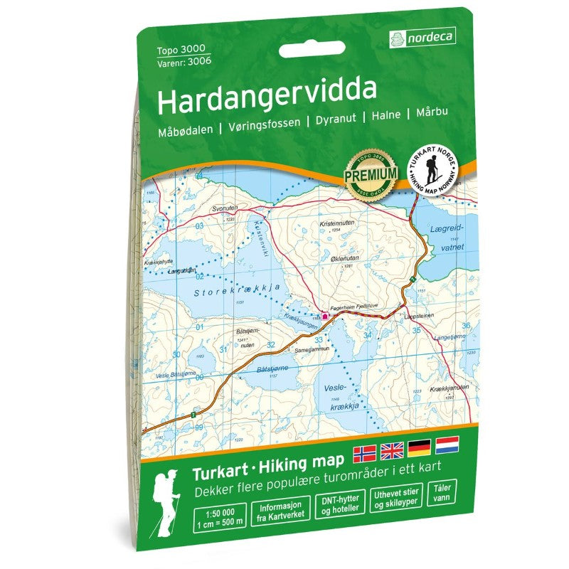 Hardangervidda Topo 3000 Series Hiking Map 1:50,000, #3006