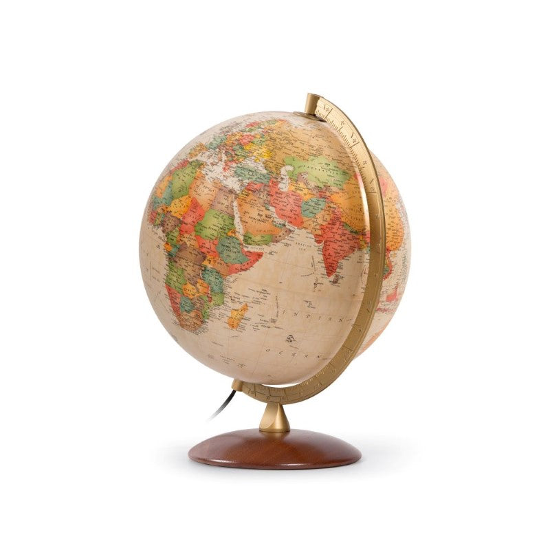 Antique-Style Globe, 30 cm - Jordglob Antik Ø30cm 1/2 mer/mässing, träfot