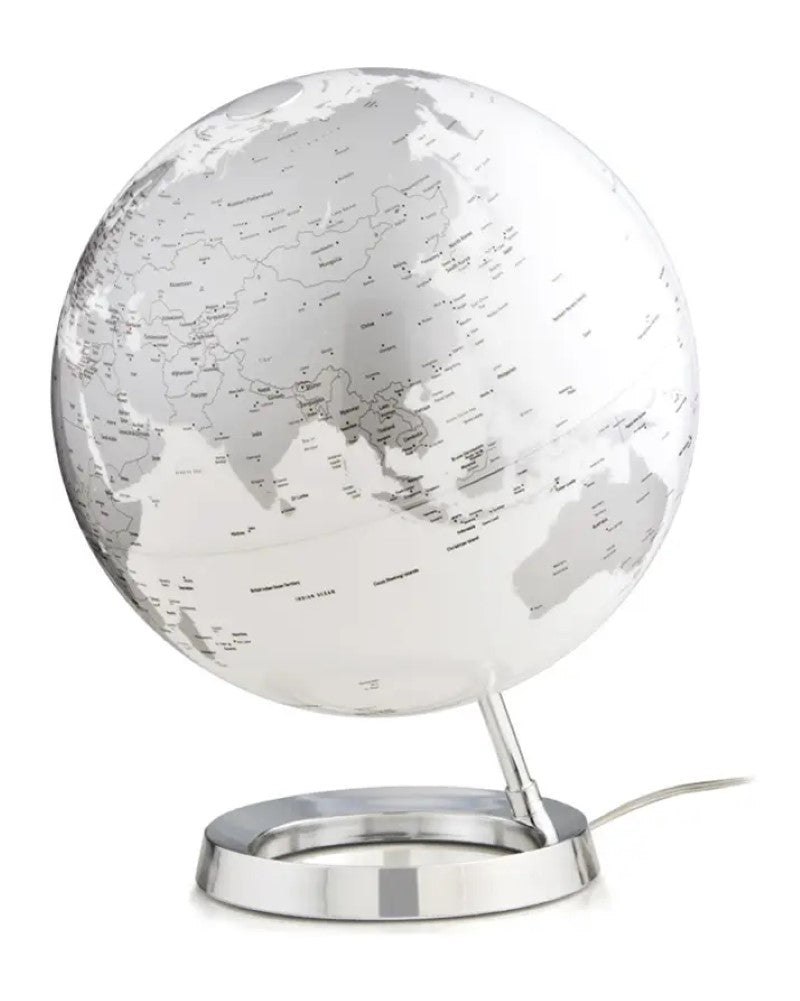 Bright Chrome Designer Globe 30cm - Jordglob Bright Chrome Ø30cm, grå/silver designglob