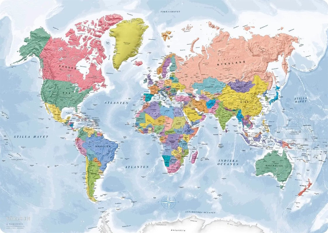 World Map Desk Pad (in Swedish) - Skrivbordsunderlägg Världen, svensk text