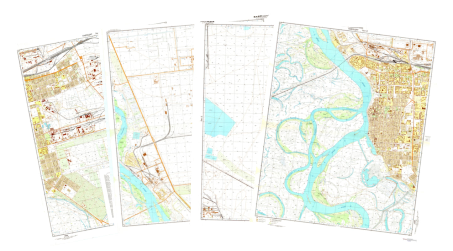 Pavlodar (Kazakhstan) 4-Sheet Map Set - Soviet Military City Plans