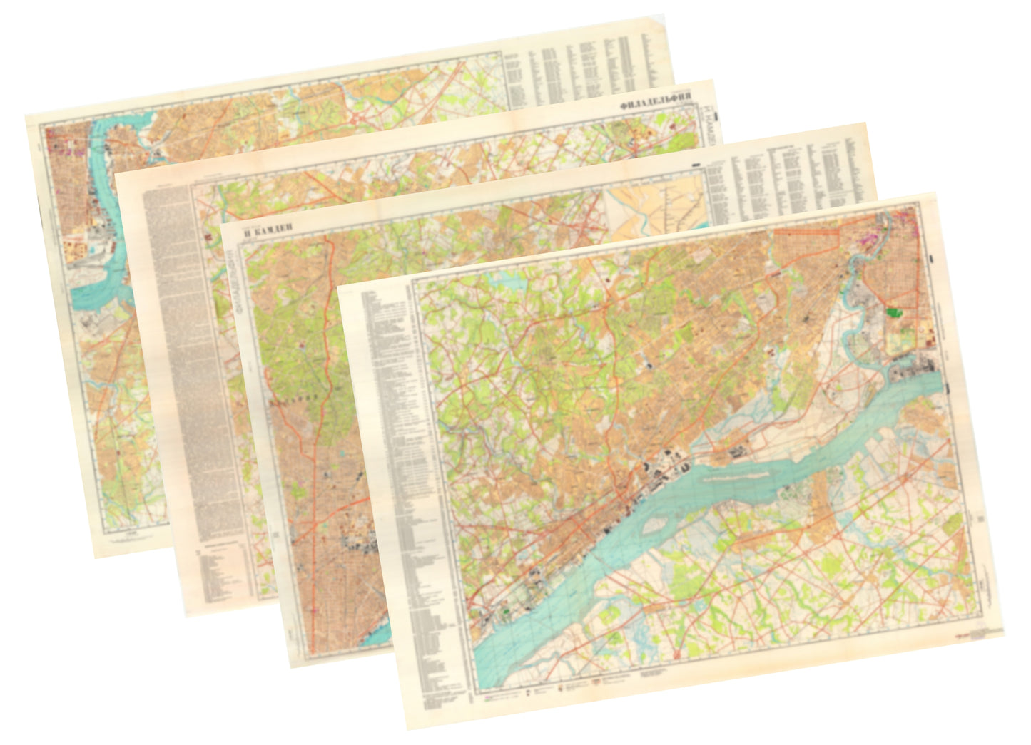 Philadelphia, Camden, PA (USA) 4-Sheet Map Set - Soviet Military City Plans