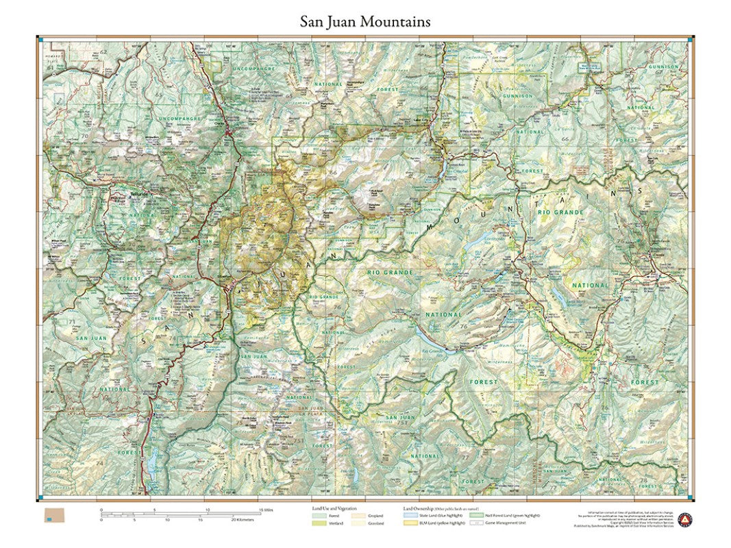 San Juan Mountains, Colorado Wall Map