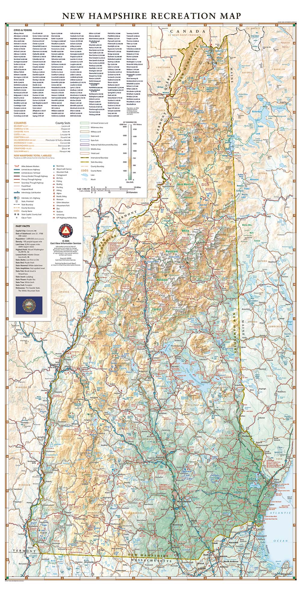 New Hampshire Recreation Wall Map